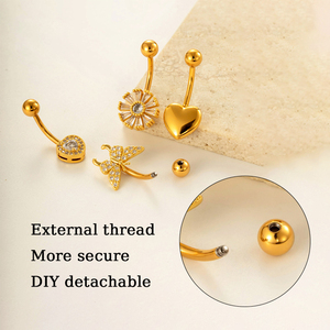 HENGSEN acciaio inox zircone corpo <span class=keywords><strong>Piercing</strong></span> gioielli <span class=keywords><strong>ombelico</strong></span> anello Dragonfly a forma di cuore graziosi anelli di <span class=keywords><strong>ombelico</strong></span> per le donne - Product Image 3