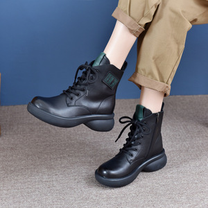 2023 automne hiver Collection femmes Style britannique pour Martin bottes bas rétro en caoutchouc fond épais bas tête nouveau Martin - Product Image 3