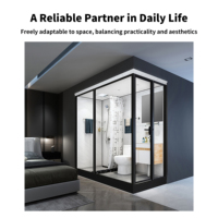 Module de salle de bain préfabriqué de luxe YEETE - Salle de bain modulaire tout-en-un avec receveur de douche et porte vitrée battante pour hôtels et hôpitaux de luxe