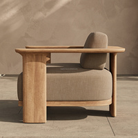 Sageliving Nouvelle chaise longue de luxe en bois de teck avec coussin pour l'extérieur Poolside Clubhouse