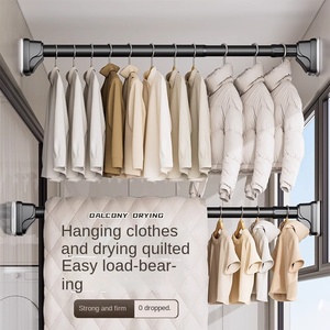 Séchoir à vêtements télescopique en métal sans poinçon Artefact <span class=keywords><strong>Rideau</strong></span> Garde-robe <span class=keywords><strong>Support</strong></span> Cadre <span class=keywords><strong>Tringle</strong></span> à <span class=keywords><strong>rideau</strong></span> de douche sans clous pour balcon - Product Image 4