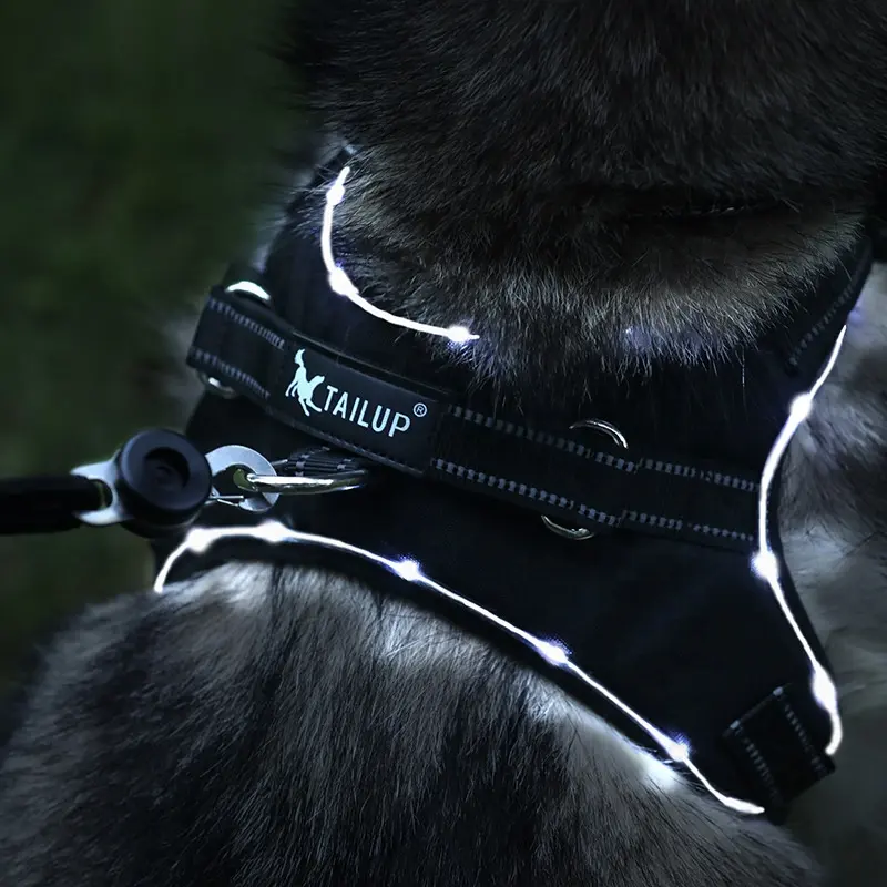 Нагрудный и задний ремень для собак со светодиодной подсветкой для путешествий средних и больших собак в ночное время