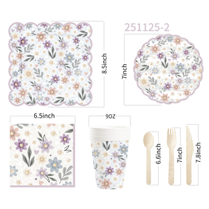 Platos y Servilletas con Diseño de Flores Silvestres DAMAI, Artículos para Fiestas, Decoraciones Florales de Papel, Vajilla para Primavera, Picnic, Cumpleaños, Fiesta de Té - Product Image 6