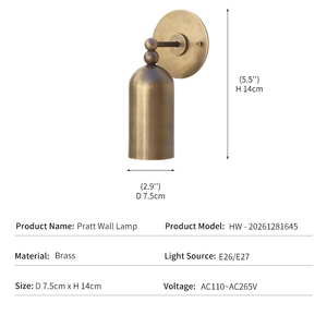 Applique Murale Vintage Industrielle pour Hôtel, Décoration de Chevet, Abat-jour Cylindrique en Laiton Massif Antique, Spot LED Orientable, Lampe Murale Pratt - Product Image 4