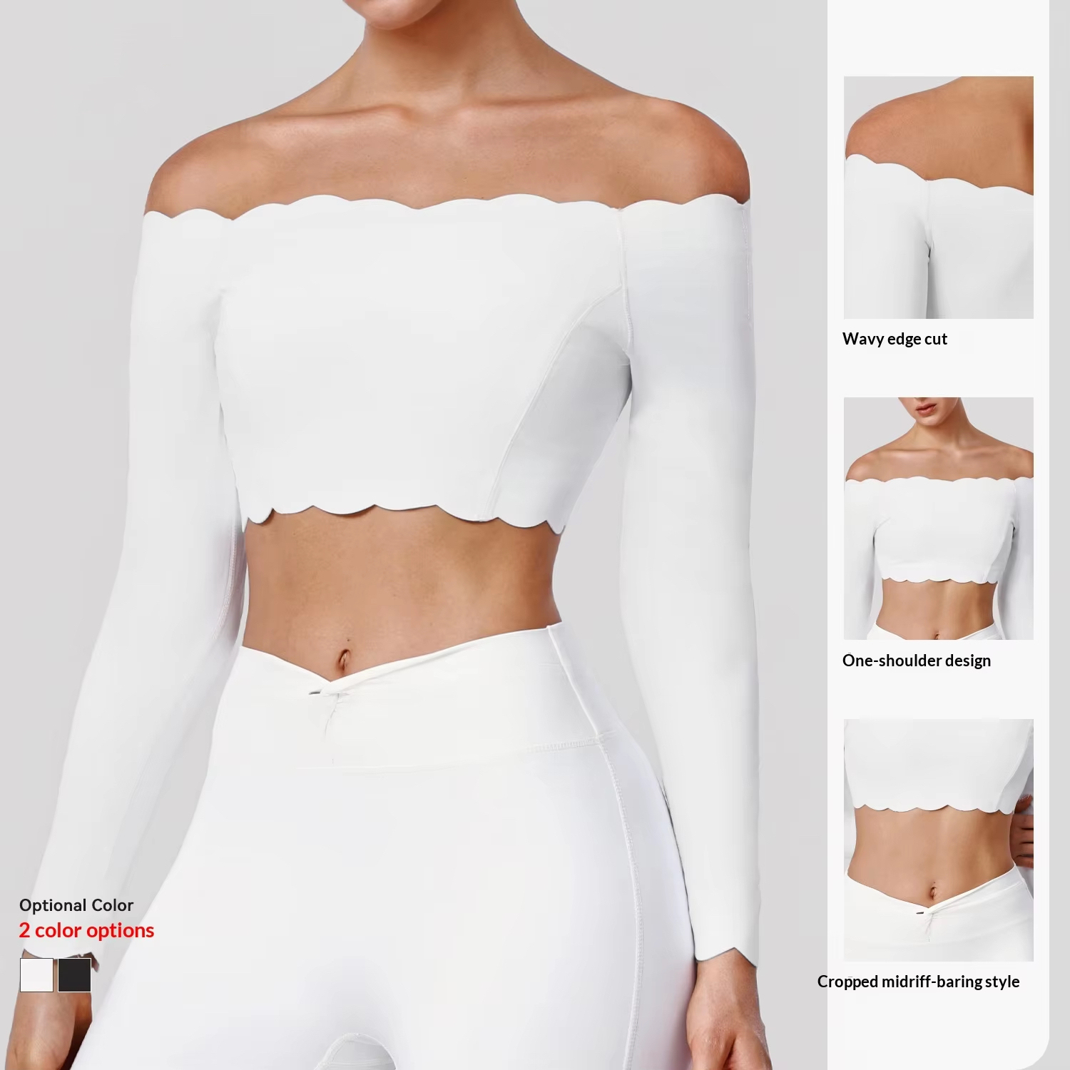 Custom Versatile Breathable Lace Yoga Top Women Fitness Off-shoulder Nine-quarter Sleeve for T-shirt GYM Outfit