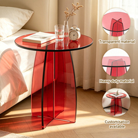 Table d'appoint décorative en acrylique rose, ronde, moderne, minimaliste, gain de place, pour salon, personnalisable, directement de l'usine