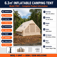 Tente gonflable Zentopia Luxury 6.3 en tissu Oxford imperméable pour toutes les saisons, installation rapide, 2-3 personnes, résistance aux fortes pluies