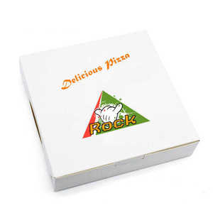 Caja de pizza portátil con logotipo impreso personalizado al por mayor, embalaje de cartón blanco con mango en relieve con ventaja UV para uso artesanal - Product Image 3