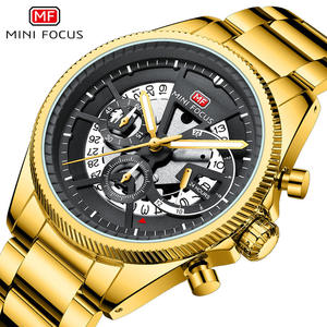 นาฬิกาควอตซ์ผู้ชาย Mini Focus MF0490G MF 0490 พร้อมเข็มเรืองแสง โครโนกราฟ กันน้ำ สายสแตนเลส - Product Image 1