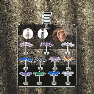 G23 titanio Base plana labio y <span class=keywords><strong>nariz</strong></span> Stud moda cobre aleación CZ circón oreja Stud 16G/18G fiesta cuerpo joyería <span class=keywords><strong>para</strong></span> mujer - Product Image 2