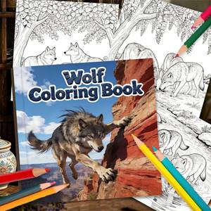 Cuadernos de Colorear con Diseños de Lobos, Impresión de Logotipo Personalizado en la Cubierta, para Tiendas de Regalos y Vendedores en Línea, Libro para Aliviar el Estrés - Product Image 1