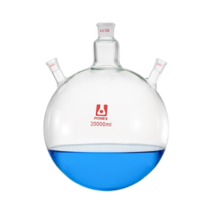 Bình đáy tròn với ba cổ góc cạnh 20L hoặc bình đáy tròn với ba cổ thẳng đứng thiết kế tường nặng - Product Image 1