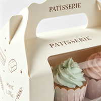 Boîte cadeau pour pâtisserie style Ins avec fenêtre transparente, taille personnalisable, boîte à gâteau, finition mate, gaufrage, carton ondulé