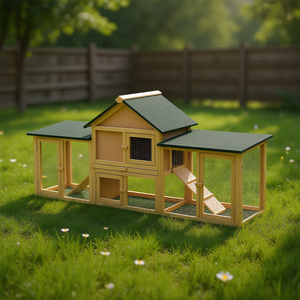 Gabbia e Casetta per Conigli da Esterno in Legno, Arredamento Multifunzionale per Animali Domestici di Taglia Media D0100XUUCZG - Product Image 2