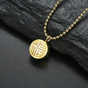 Guochao <span class=keywords><strong>Husi</strong></span> Edelstahl Halskette plattiert 18 Karat Gold doppelseitig <span class=keywords><strong>Husi</strong></span> schöne Mädchen Schlüsselbein Kette tragen kleinen Schmuck Wholesa - Product Image 3