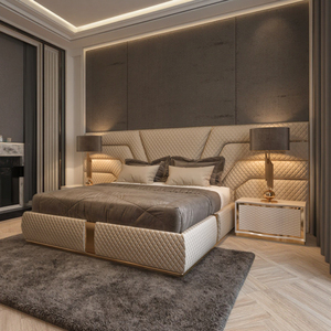 Letto <span class=keywords><strong>di</strong></span> <span class=keywords><strong>Lusso</strong></span> Italiano Moderno Rivestito in Pelle Matrimoniale King Size Letto per Villa Ultimo Design - Product Image 6