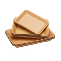 Plateau rectangulaire jetable écologique pour barbecue, 750 ml, grand plateau en papier kraft pour collations, salades, camping et usage extérieur