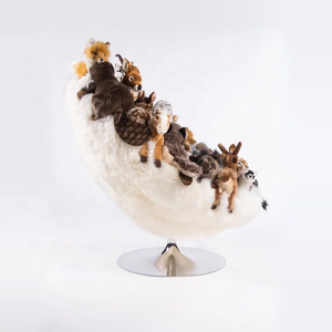 Silla de salón moderna y cómoda con piel de oveja de Nueva Zelanda, tela suave transpirable de gamuza y bonito diseño de <span class=keywords><strong>Panda</strong></span> para dormitorio y sala de estar - Product Image 5