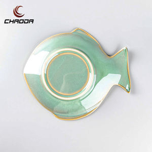 CHAODA Assiettes de présentation en céramique Plats et bols en porcelaine de forme ronde verte pour la soupe pour les mariages et le type <span class=keywords><strong>d</strong></span>'assiette de tasse de nourriture - Product Image 6