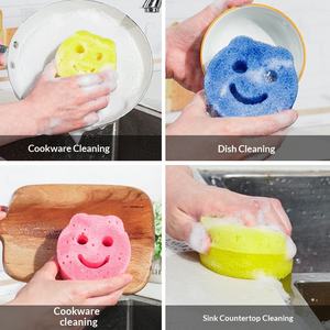 Éponge <span class=keywords><strong>de</strong></span> nettoyage créative <span class=keywords><strong>en</strong></span> <span class=keywords><strong>forme</strong></span> <span class=keywords><strong>de</strong></span> visage souriant, tampon à récurer <span class=keywords><strong>en</strong></span> loofah, éponge à vaisselle pour la cuisine - Product Image 4