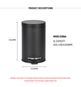 Poubelle brossée en acier inoxydable de 5 litres, corbeille écologique, nouveau modèle - Product Image 4