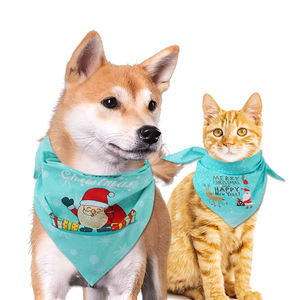 Pañuelo triangular de algodón con estampado personalizado para mascotas, pañuelos navideños para perros - Product Image 6