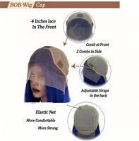 Grosir Blue12a SDD rambut manusia Remy Brasil Wig depan penuh 13x4 Bob lurus pendek sebelum dipetik tanpa lem transparan HD Swiss