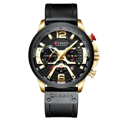 Curren-Reloj de pulsera deportivo informal para hombre, cronógrafo de cuarzo, de cuero, resistente al agua, nuevo, 8329