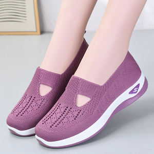 Zapatos para caminar sin cordones para <span class=keywords><strong>mujer</strong></span>, zapatillas informales de punto transpirables, mocasines cómodos con plataforma ligera para uso diario - Product Image 5