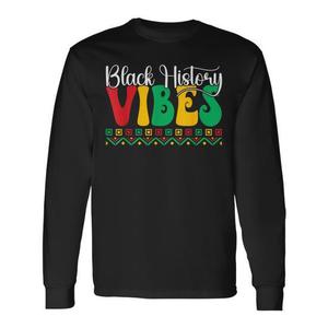 T-Shirt a Maniche Lunghe Unisex con Stampa Digitale 'Black History Vibes', Girocollo, Promozionale per Adulti - Product Image 1