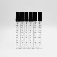 Flacon compte-gouttes cylindrique en verre gradué de 5 ml/10 ml avec bouchon à vis, tête de pulvérisation en plastique sérigraphiée pour distribution de parfum, flacon de liquide