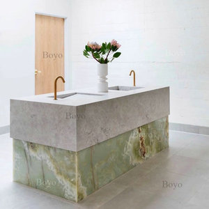 Lussuoso Mobile da <span class=keywords><strong>Bagno</strong></span> Spazioso con <span class=keywords><strong>Lavabo</strong></span>, Stile Isola con Doppio <span class=keywords><strong>Lavabo</strong></span> in Quarzite Pantagonia - Product Image 4