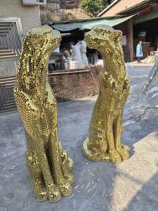 Estatua de Animal de Tamaño Real, Hecha a Mano, con Mosaico de Espejo Brillante, <span class=keywords><strong>Escultura</strong></span> de Pantera Plateada - Product Image 3