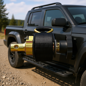 Correa de trinquete de 1.5 pulgadas de ancho x 7.4 pies de largo con doble gancho en J, capacidad de carga de 500 libras, cinturón de nailon para asegurar carga - Product Image 2