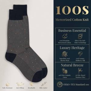Chaussettes habillées de <span class=keywords><strong>luxe</strong></span> <span class=keywords><strong>pour</strong></span> hommes, en coton mercerisé 240N, motif géométrique micro-piqué, antibactériennes, <span class=keywords><strong>pour</strong></span> affaires, marque privée, OEM - Product Image 2