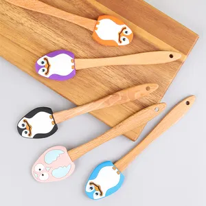 Food Grade Penguin Mini Silicon Spatula Scraper Baking Pastry Tools Toy For Kids