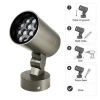 Projecteur LED COB extérieur AC 36W avec lentille premium, en aluminium robuste, à faisceau étroit, pour l'éclairage d'accentuation des piliers de bâtiment