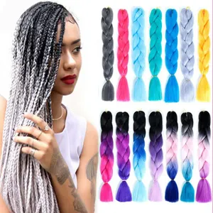 Wholesale Pre Stretched Crochet Jumbo Braids Hair Synthetic 24Inch Ombre Jumbo Braiding Hair