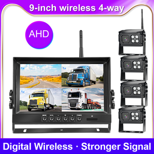 Night Vision Wireless Backup <b>Camera</b> DVR Recorder 9inch Monitor 720p Vehicles Waterproof 4 Split View for Truck Trailer Wireless- - Product Image 6