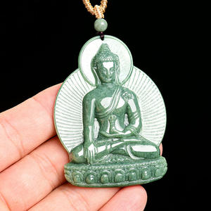 หยกธรรมชาติ พระศรีศรีสุทธตถาวร จี้หยกสีเขียวถั่วลันเตา ดีไซน์ดั้งเดิม UNISEX ของขวัญพุทธศาสนา พร้อมใบรับรองการประเมินราคา FG84 - Product Image 3
