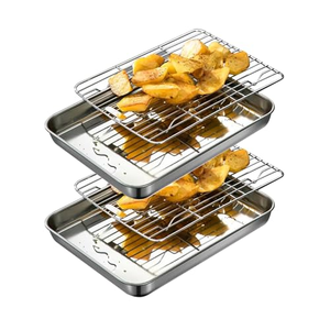 Baking Sheet <b>Rack</b> Set Duty Cookie Sheet Cooling <b>Rack</b> Nonstick Baking Pan Warp Resistant Heavy Stainless Steel Baking Tray - Product Image 1