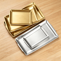 Plateau de service rectangulaire en acier inoxydable, style coréen, pour barbecue et dîner de luxe