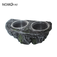 Nouveau PU Imitation Rock Double Bowl Reptile Food Water Feeder Ledge