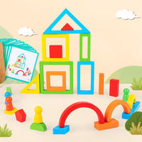 Blocs de construction géométriques empilables en bois arc-en-ciel personnalisés pour enfants, puzzle éducatif créatif et intéressant pour les enfants