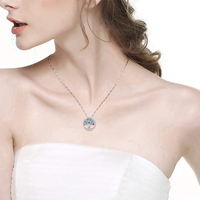 Collier pendentif Arbre de Vie en argent sterling 925 avec zircon, bijoux fins en gros pour femmes