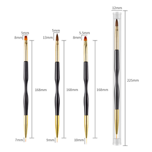 Lot de 4 pinceaux double tête pour nail art, en nylon, à double extrémité, pour la peinture fine, idéal pour la décoration des ongles en salon - Product Image 6