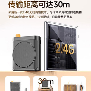 Wireless Lavalier <b>Amplifier</b> With Dual Mics 76mm <b>Speaker</b> Type C Charging For Teachers Classroom Use - Product Image 5