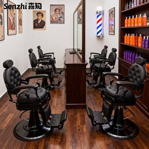 Cadeiras De Barbeiro De Couro De Luxo Quadro De Ferro Cadeira Do Salão De Barbeiro Dos Homens Com Cadeira De Hairing Liga De Alumínio Mobiliário De Salão De PU De Alta Qualidade - Product Image 2