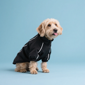 Joymay Hot <span class=keywords><strong>Sale</strong></span> Luxus Black Dog Regenmantel Reflektieren der Reiß verschluss knopf Alle Rassen Regenschutz für Haustiere Leichter Stoff Sommer - Product Image 2