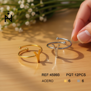 Anillo de Acero Inoxidable con Letra Y, Joyería de Moda, 6 Dorados, 6 Plateados - Product Image 2